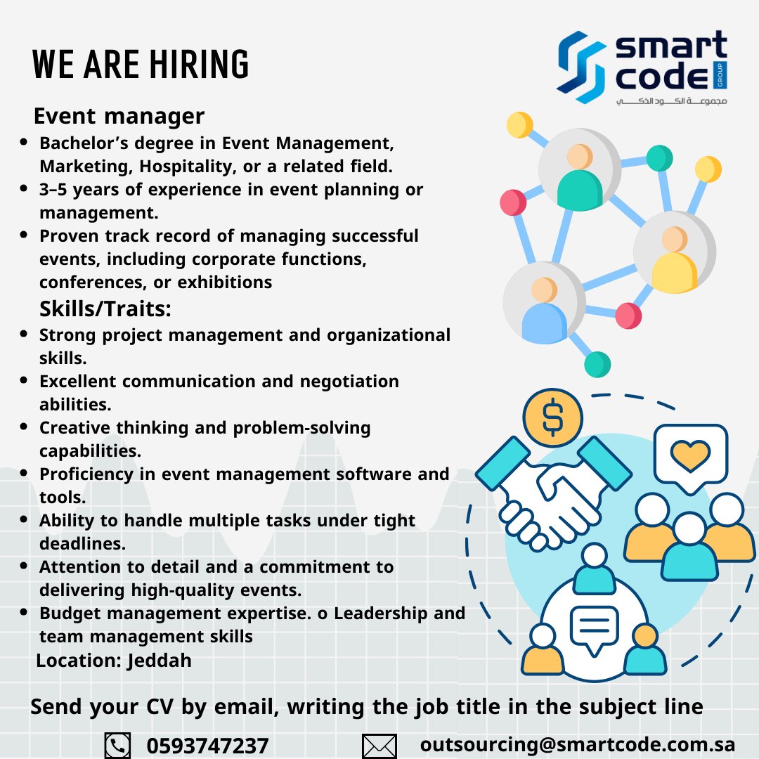 smartcode_s's tweet image. Send your CV by email, writing the job title in the subject line
outsourcing@smartcode.com.sa
#Job