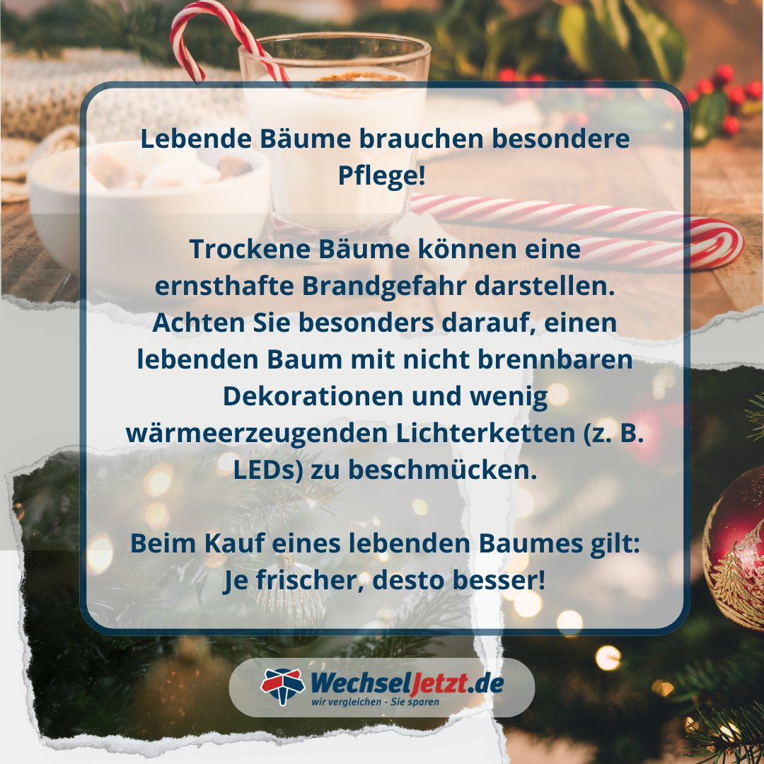 wechseljetzt's tweet photo. Vor allem bei echten Bäumen ist es wichtig darauf zu achten, keine brennbare Dekoration zu wählen und wenn möglich wenig wärmeerzeugende Lichterketten zu verwenden💡🎄🎅 #weihachtsdeko #WechselJetzt https://t.co/B2pmCA5Qrk
