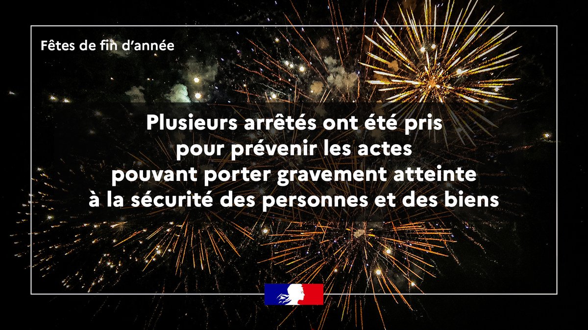 ⚠️ A l'occasion des fêtes de fin d'année, plusieurs arrêtés ont été pris sur l'ensemble du #Calvados, pour prévenir les actes pouvant porter gravement atteinte à la sécurité des personnes et des biens ⤵️

🧨 Interdiction de la vente et de l'utilisation des artifices de