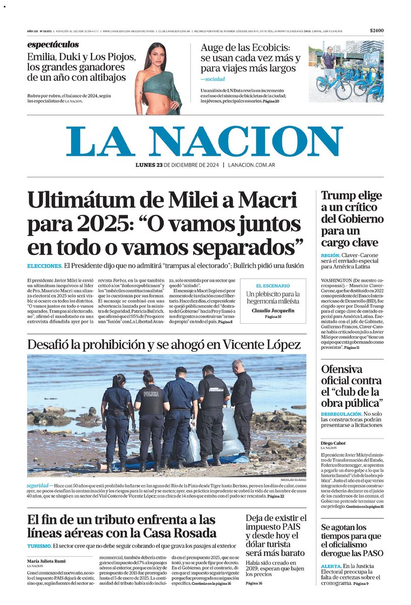 WalterVerst's tweet photo. #BuenDía y #BuenLunes para todos!!!
Te presentamos las portadas de los diarios de hoy #Lunes 23/12/2024 #23deDiciembre #23Dic2024 #23D.
#Clarín
#LaNación
#Página12 https://t.co/NfnF8g10QL