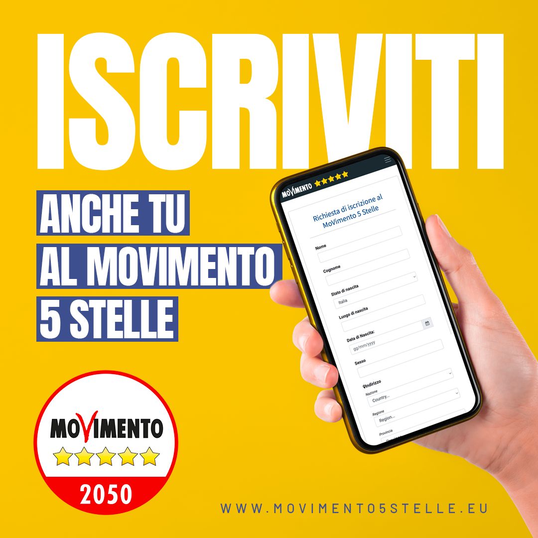 Mov5Stelle's tweet photo. Crediamo che per migliorare la società sia necessario l’impegno di tutti. Anche il tuo!
Unisciti adesso alla comunità del Movimento 5 Stelle e costruisci insieme a noi il futuro del Paese⤵️ https://t.co/HeCc5uRTDD https://t.co/QNYrVrdaum