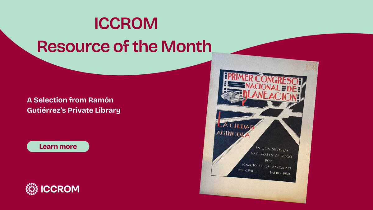 📚 ICCROM Resource of the Month: A Winter Gift from Ramón Gutiérrez. 

Closing 2024 with a treasure! The ICCROM Library is now home to a selection of books from the private collection of architect and historian Ramón Gutiérrez and Graciela María Viñuales. 

 Read more:
