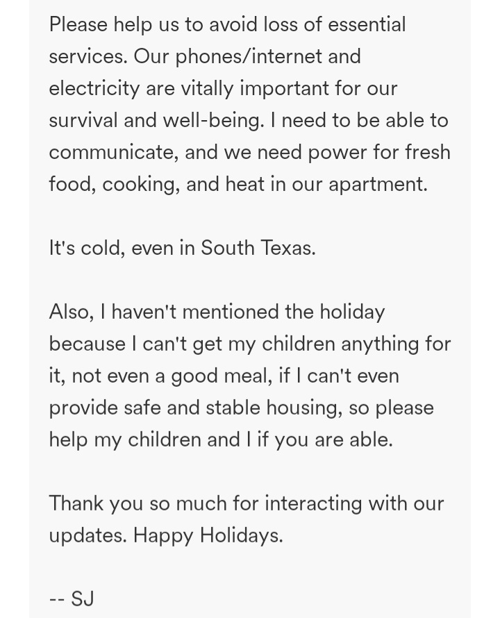 Puppet_Lips's tweet image. Hi, I'm SJ, a disabled mom needing help w/ Dec phone/internet, electric, food &amp;amp; hygiene. $100 for phone, $260 for power, $150 for food, $70 for hygiene supplies. It's my kids and I, w/o local support.

gofund.me/cda8ca87
paypal.me/LeannePrimrose
$PuppetLips
@LeannePrimrose09