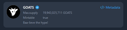 GOATS_immortal's tweet photo. GOATS 2nd Burn Completed! 🔥

We are pleased to confirm the execution of the 2nd $GOATS Burn, marking another step in our commitment to sustainable growth and value creation for $GOATS.

🔥This Week Burn Breakdown:
- $TON Buyback Burn: 3,866,719 $GOATS (avg price: $0.0008)
- $GOATS Revenue Burn: 10,744,665 $GOATS
- Total Burned: 14,611,384 $GOATS
- Supply After Burn: 19,943,025,711 $GOATS

📜Our Weekly Commitments:
As outlined in our tokenomics strategy, we are dedicated to performing two key actions every week:
1️⃣ Utilizing $TON revenue for systematic buybacks and burns.
2️⃣ Allocating $GOATS revenue exclusively to token burns.

GOATS is heating up and breaking limits—this is just the start. Let’s burn and earn! 🚀🔥