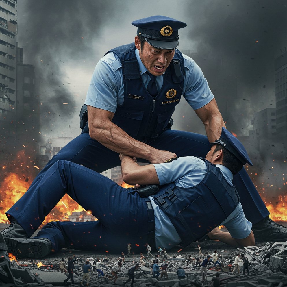 RuRuJapao's tweet photo. 小人地区を巡る警官同士の縄張り争いが激化。屈強な巨体がぶつかり合い、勝者は敗者の担当区域を掌握。負けた警官の地区で潰される小人たちの絶叫が響く中、街はさらなる恐怖に包まれる。 https://t.co/Sc2f9g5ixl