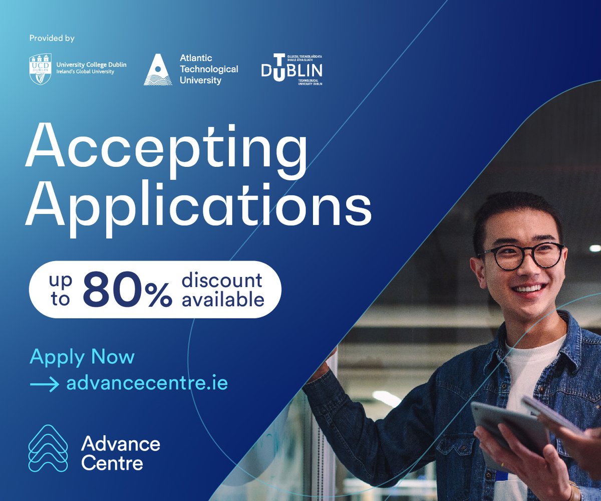 Advance Centre (@_advancecentre) on Twitter photo Enrol now for January 2025, avail of up to an 80% discount on selected courses bit.ly/4aonMxd choose from a wide range of course options bit.ly/48eYa55 #upskill #CareerGrowth <a href="/ucddublin/">University College Dublin</a> <a href="/atusligo_ie/">ATU Sligo</a> <a href="/atu_ie/">Atlantic Technological University</a> <a href="/WeAreTUDublin/">TU Dublin / OT Baile Átha Cliath</a> <a href="/ucdmicrocreds/">UCD Micro-credentials</a> Enrol now for January 2025, avail of up to an 80% discount on selected courses bit.ly/4aonMxd choose from a wide range of course options bit.ly/48eYa55 #upskill #CareerGrowth <a href="/ucddublin/">University College Dublin</a> <a href="/atusligo_ie/">ATU Sligo</a> <a href="/atu_ie/">Atlantic Technological University</a> <a href="/WeAreTUDublin/">TU Dublin / OT Baile Átha Cliath</a> <a href="/ucdmicrocreds/">UCD Micro-credentials</a>