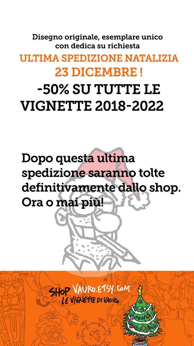 🎄🎅 Mancano solo 2 ore! 🙂 vauro.etsy.com Sconto 25-50% attivo su tutto lo shop! 50%  sulle vignette 2018-2022 con dedica personalizzata. Dopodiché oggi  le toglieremo tutte dallo shop. Ultima spedizione #Natale circa le ore 13:00. Vi aspetto su Etsy. L'admin😘