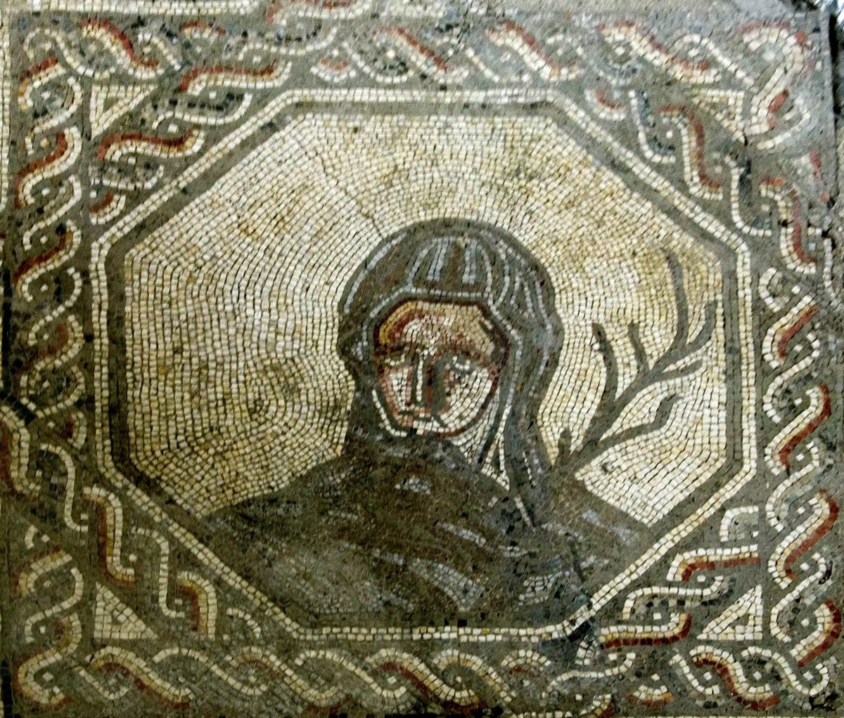 p_historians's tweet image. This #MosaicMonday we recognise the recent passage of the winter solstice (for those in the north) and the summer solstice (for us in the hot antipodes).
This depiction of winter is looking somewhat grumpy and we hope their days (and yours!) are looking better soon ☀️