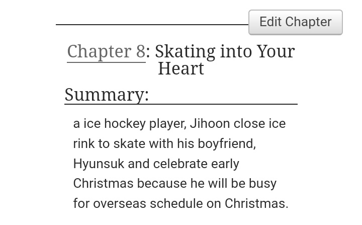 nwriting11's tweet photo. hoonsuk Christmas fic

D-8 : Skating into your heart

tags :
🏷️ bxb
🏷️ fluff
🏷️ athlete Jihoon 
🏷️ established relationship 
🏷️ AO3

link: 
https://t.co/gZN59b1HB4 https://t.co/Xk3ql1FNht