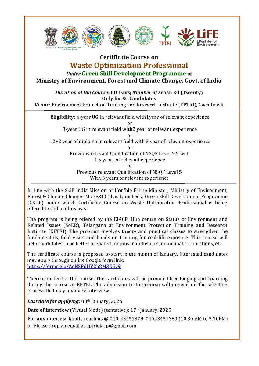 Last date for applying: 08th January, 2025

Interested candidates may apply through online Google form link:forms.gle/AoNSPdHV2h8M3G…