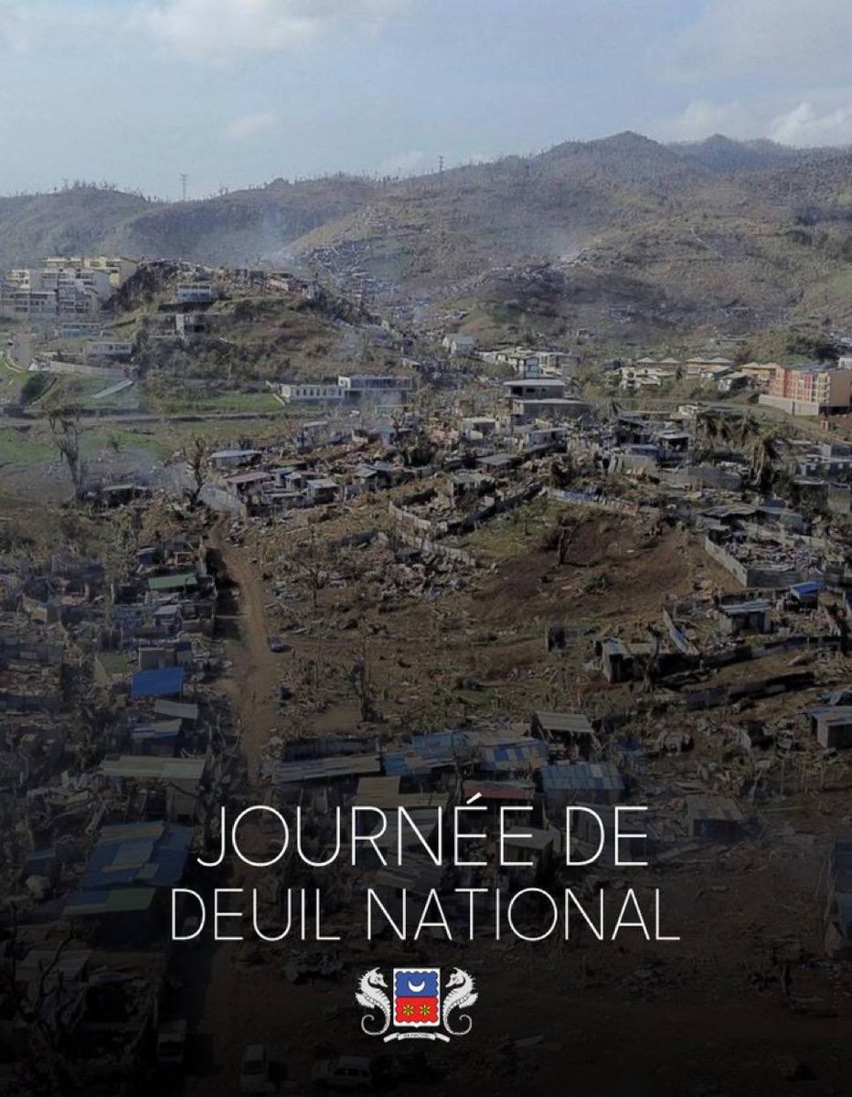 🇫🇷🇾🇹 La France est en deuil. 🇾🇹🇫🇷

Nous pensons aux victimes, à leurs familles et à tous les Mahorais. 

Mayotte se relèvera, encore plus forte !