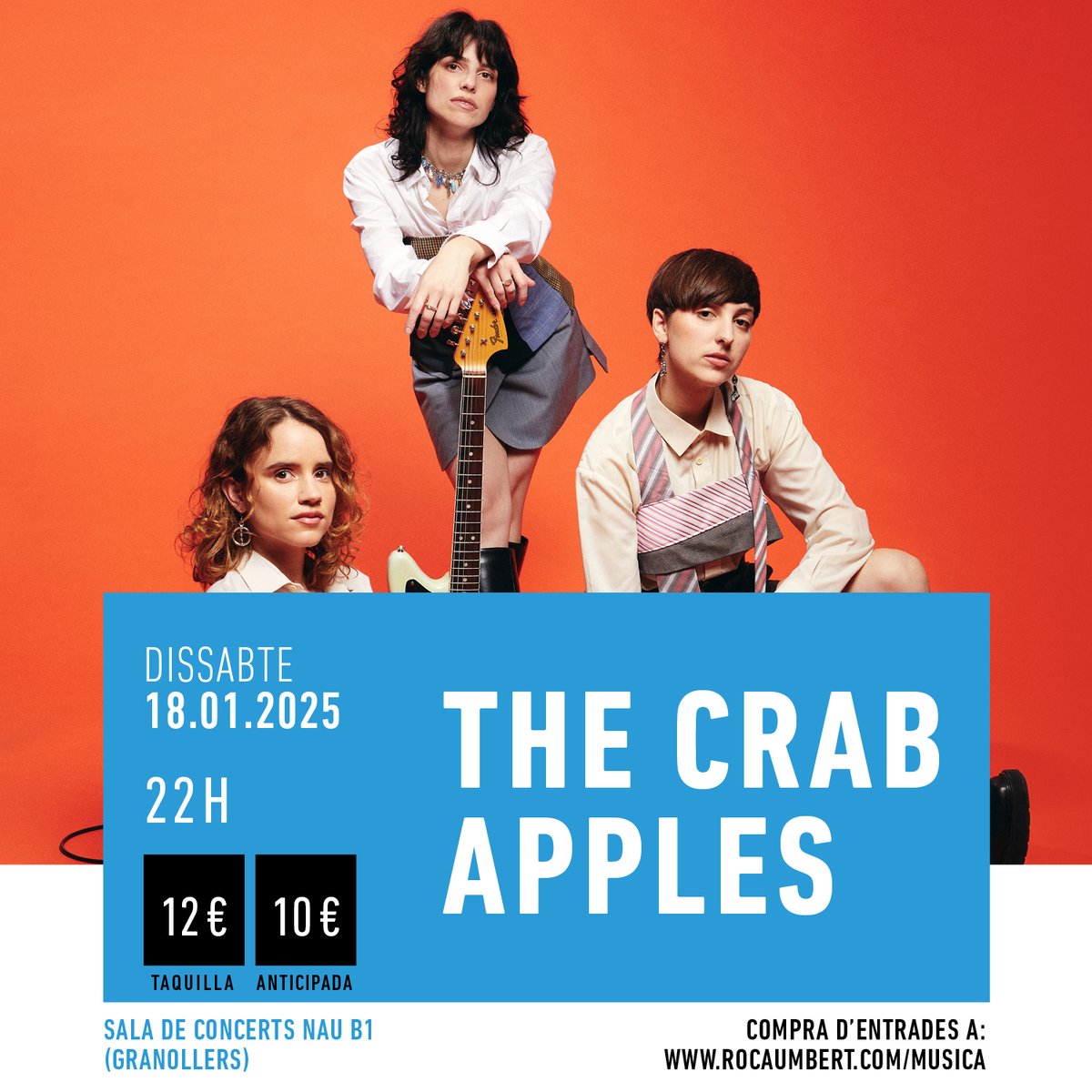 Sala Nau B1 (@salanaub1) on Twitter photo 🏎️🔥 <a href="/thecrabapples/">The Crab Apples</a> presenta 'Un volantazo' a la Nau B1!
📅 18 de gener / 22h / <a href="/SalaNauB1/">Sala Nau B1</a> (Granollers)
🎟️ 10€ anticipada / 12€ taquilla
🎸 Un àlbum d'indie pop-rock amb cançons empoderadores, crítiques, emotives i èpiques
Entrades a: escenagran.cat/ca/programacio… 🏎️🔥 <a href="/thecrabapples/">The Crab Apples</a> presenta 'Un volantazo' a la Nau B1!
📅 18 de gener / 22h / <a href="/SalaNauB1/">Sala Nau B1</a> (Granollers)
🎟️ 10€ anticipada / 12€ taquilla
🎸 Un àlbum d'indie pop-rock amb cançons empoderadores, crítiques, emotives i èpiques
Entrades a: escenagran.cat/ca/programacio…