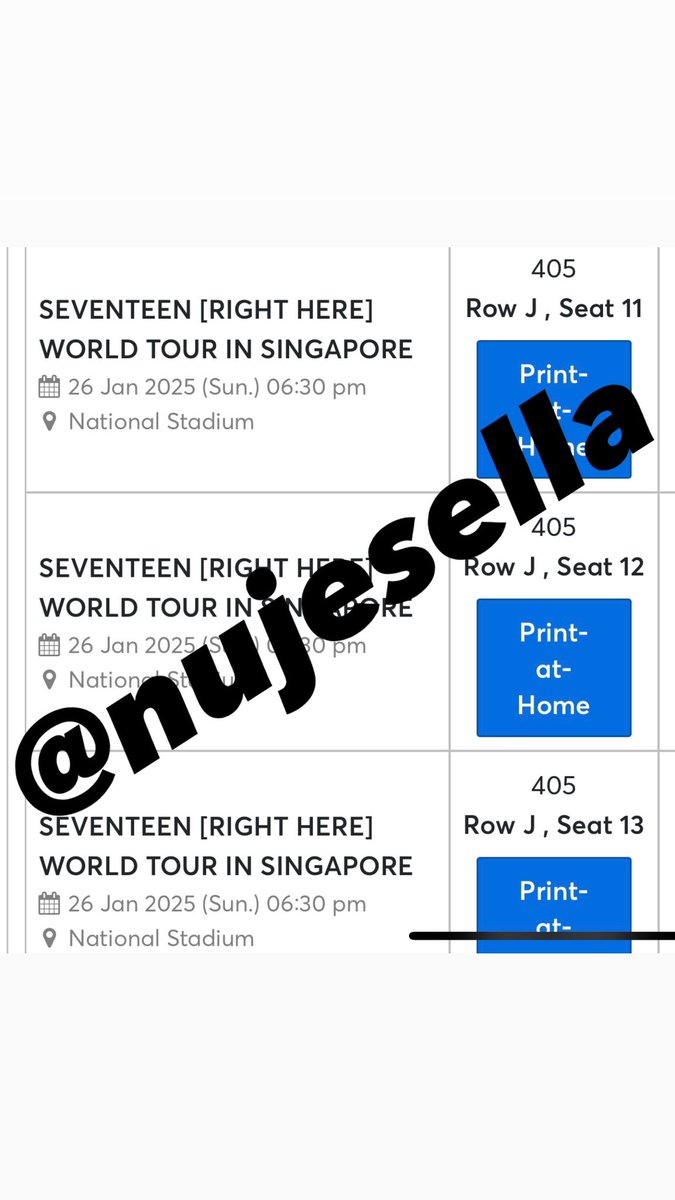 nujesella's tweet photo. WTS/LFB 🎫 SEVENTEEN RIGHT HERE IN SINGAPORE

💎 DAY 2: 26/01/25 (Sun)
💎 CAT 3 (405): J11, J12, J13
💎 3 Tickets (1 tix: RM900/$274)
✅ Negotiable
✅ Accept instalment
✅ Can meet-up: KL/Selangor

#SVT_RIGHT_HERE_IN_SINGAPORE
#SVTinSG #SEVENTEENinSG #SEVENTEEN_RIGHT_HERE_IN_SG https://t.co/FiD8GonRYE