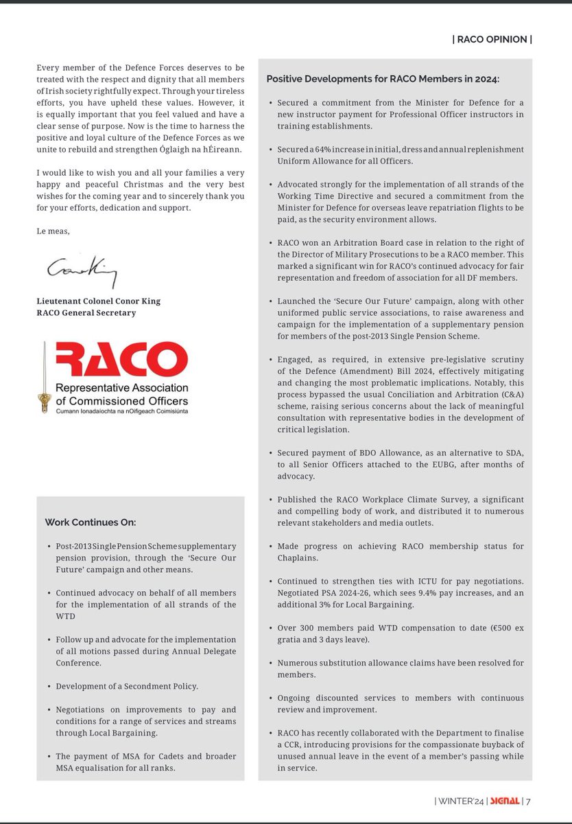 RACO (@raco_df) on Twitter photo The Winter edition of Signal is available here👇🏻
calameo.com/read/006194269…
It features:
🇪🇺Brussels MEP engagement
🗣️RACO ADC 2024
🇺🇳UNIFIL Report
👷🏻♂️DF engineering
📡New SD Radio System
Insights from <a href="/declan275/">Declan Daly</a> 🛩️
<a href="/barrycrushell/">Barry</a>👨⚖️
<a href="/JohnMinihan/">John Minihan</a> 🪖
Ray Lane 💣
And lots more! The Winter edition of Signal is available here👇🏻
calameo.com/read/006194269…
It features:
🇪🇺Brussels MEP engagement
🗣️RACO ADC 2024
🇺🇳UNIFIL Report
👷🏻♂️DF engineering
📡New SD Radio System
Insights from <a href="/declan275/">Declan Daly</a> 🛩️
<a href="/barrycrushell/">Barry</a>👨⚖️
<a href="/JohnMinihan/">John Minihan</a> 🪖
Ray Lane 💣
And lots more!