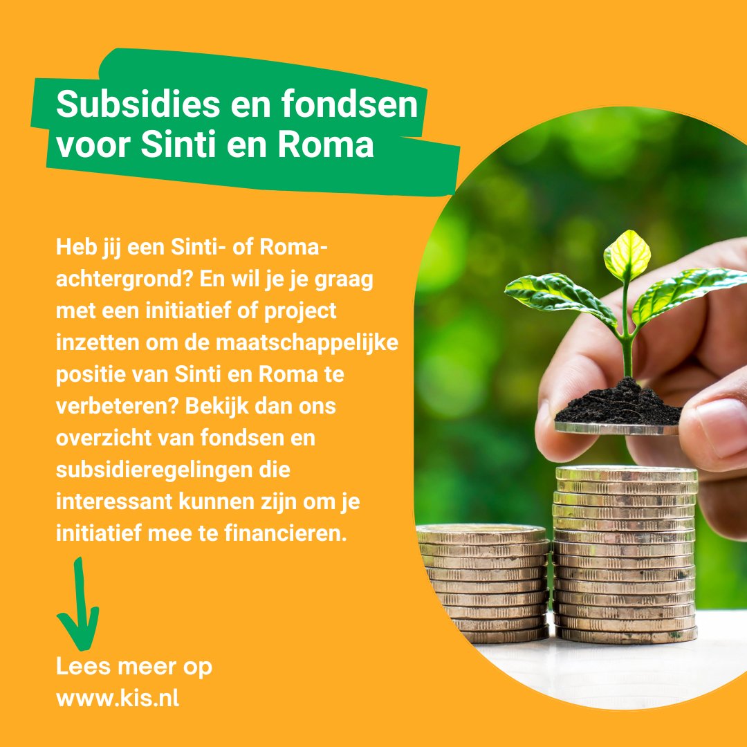 💡Heb je een goed idee voor een project of activiteit voor verbetering van de maatschappelijke positie van #Sinti en #Roma, lokaal of landelijk? Diverse organisaties stellen hier onder voorwaarden geld voor beschikbaar. KIS maakte hier een overzicht van: kis.nl/online-publica…
