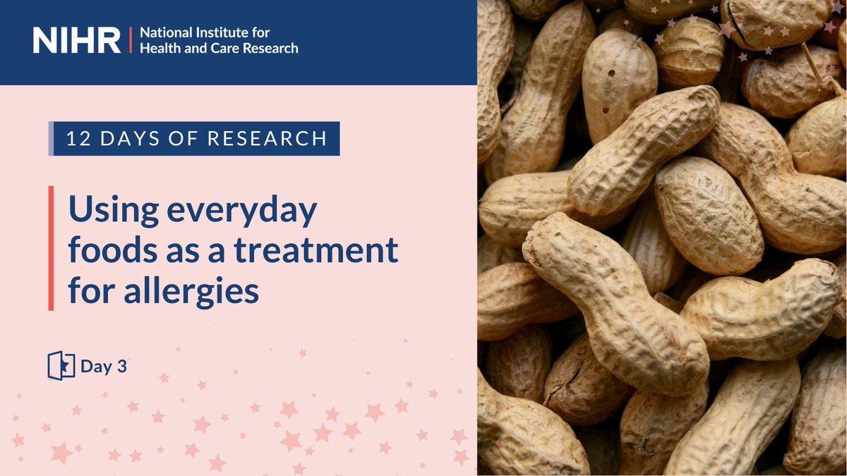 NIHRresearch's tweet photo. #12DaysOfResearch | Day 3️⃣: Giving small daily doses of milk or peanuts to children who are allergic to them can help train their bodies to tolerate the allergens, according to early results from a trial published in March by @SouthamptonBRC 🥛🥜
Currently, some children are given small amounts of the food or drink they are allergic to train the body to tolerate the substance.
This approach can prevent food allergies developing in the first place, but this new trial shows that everyday foods can be a treatment for food allergies.
Read more ➡️ https://t.co/QIhYnukBea
@SouthamptonCRF