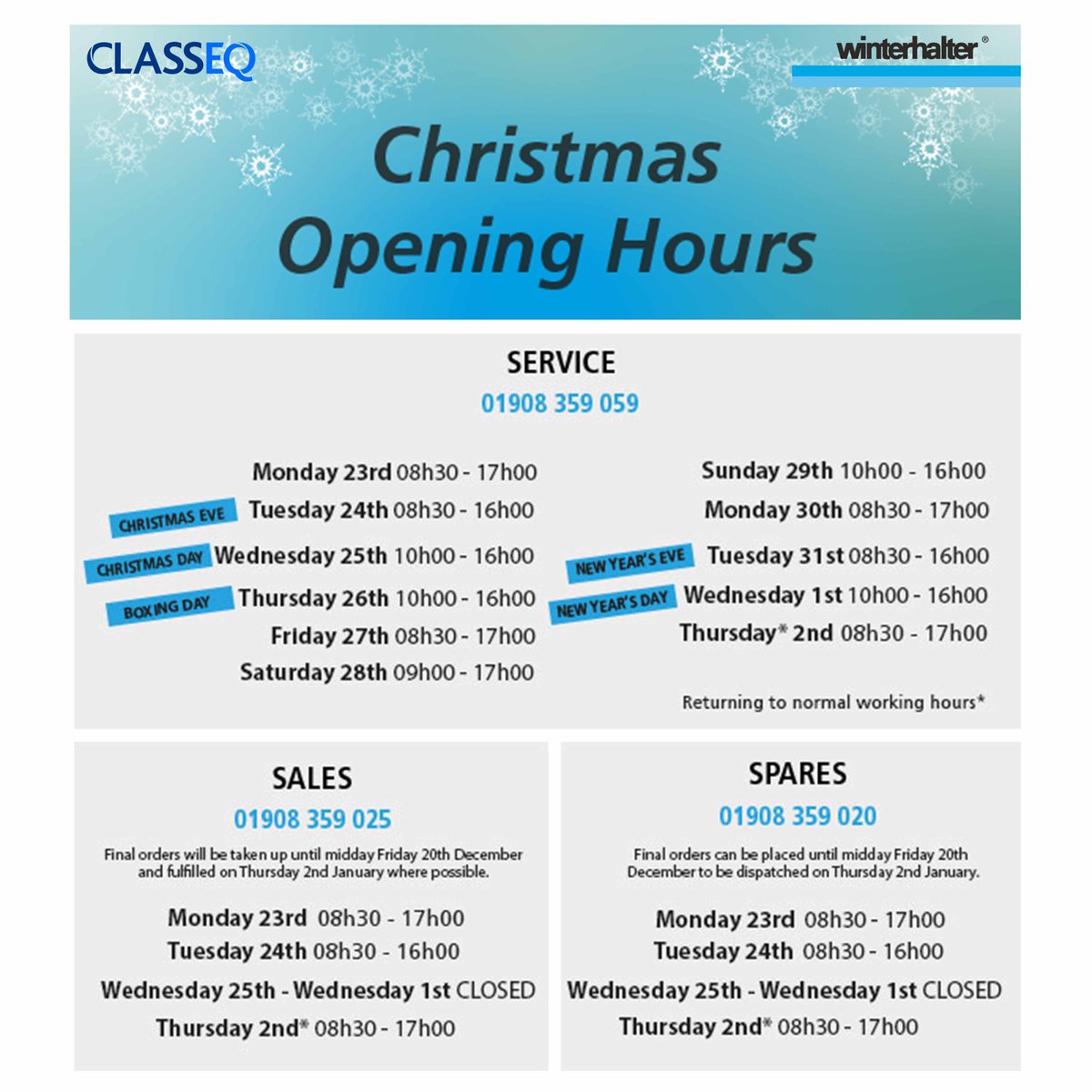 This week, our service team will be available to support you within our seasonal operating hours. 👇 Keeping your business running when it matters most. 

☎️ 01908 359059 
✉️ Service@winterhalter.co.uk 

#Service #CommercialCatering