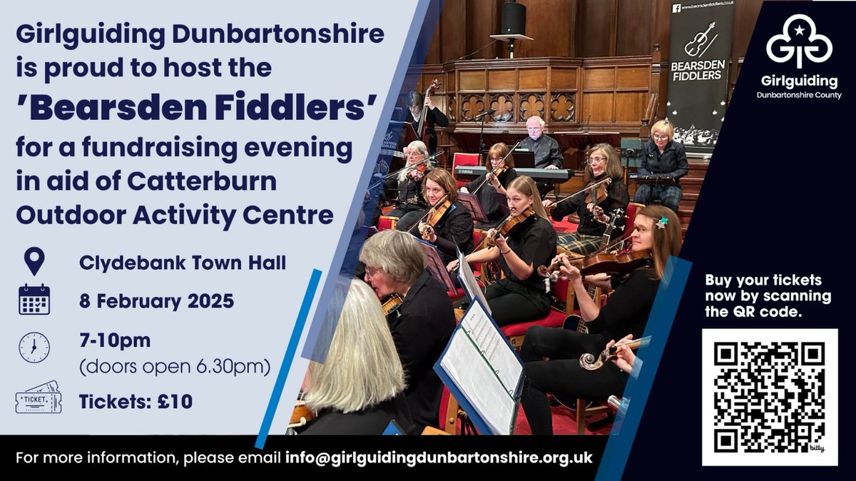 🎁 Looking for the perfect Christmas gift? 🎻 Treat someone special to the Bearsden Fiddlers at Clydebank Town Hall on Feb 8 🎶 Tickets are £10 &amp; all proceeds go to building the new Catterburn Outdoor Activity Centre

Buy now: bit.ly/Catterburn
Info: girlguidingdunbartonshire.org.uk/girlguiding-du…