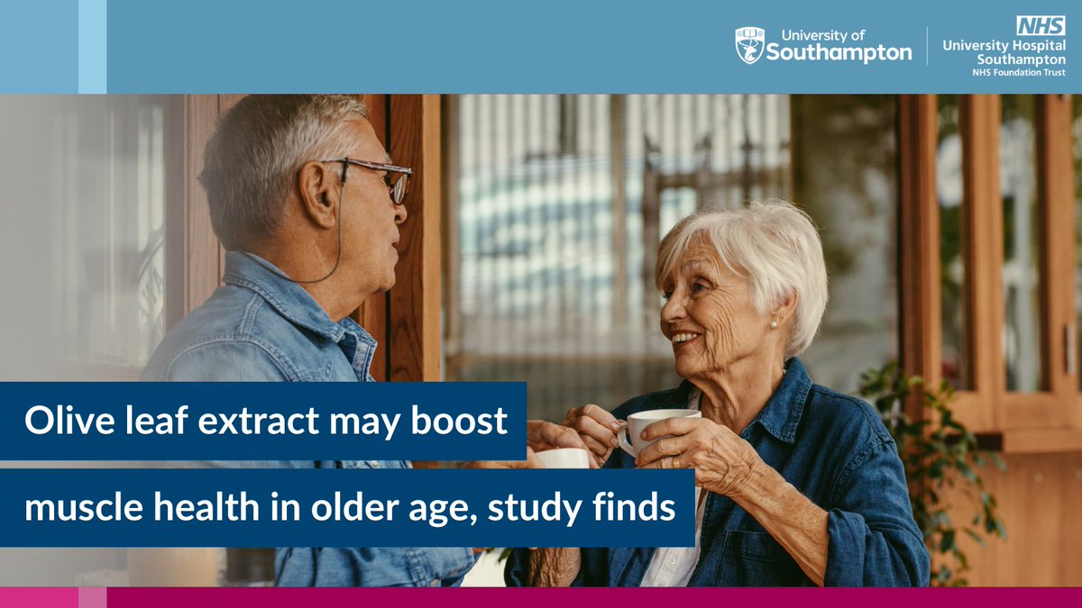 Health Research | Southampton (@uhsftresearch) on Twitter photo Weakening of muscles is a major public health challenge.
Insights from an international study, involving <a href="/unisouthampton/">University of Southampton</a>’s <a href="/KeithMGodfrey/">Keith Godfrey, MBE</a>, Emma Garratt and <a href="/DrMarkBurton/">Dr Mark Burton</a>, suggest a molecule in olive leaves could boost muscle health in older age.
🔗 research.uhs.nhs.uk/news/olive-lea… Weakening of muscles is a major public health challenge.
Insights from an international study, involving <a href="/unisouthampton/">University of Southampton</a>’s <a href="/KeithMGodfrey/">Keith Godfrey, MBE</a>, Emma Garratt and <a href="/DrMarkBurton/">Dr Mark Burton</a>, suggest a molecule in olive leaves could boost muscle health in older age.
🔗 research.uhs.nhs.uk/news/olive-lea…