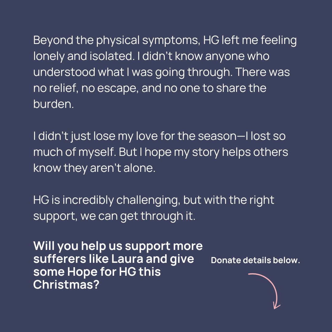 Pregnancy Sickness Support (@hgsupportuk) on Twitter photo Day 11 🎄 Samantha’s Story
HG consumed Samantha’s first Christmas while pregnant—bedridden, isolated, unable to enjoy the season she loved.
💛 Donate today to help us support women like Samantha facing HG:  ow.ly/5aaK50Usv1B
 #HyperemesisAwareness #HGWarrior Day 11 🎄 Samantha’s Story
HG consumed Samantha’s first Christmas while pregnant—bedridden, isolated, unable to enjoy the season she loved.
💛 Donate today to help us support women like Samantha facing HG:  ow.ly/5aaK50Usv1B
 #HyperemesisAwareness #HGWarrior