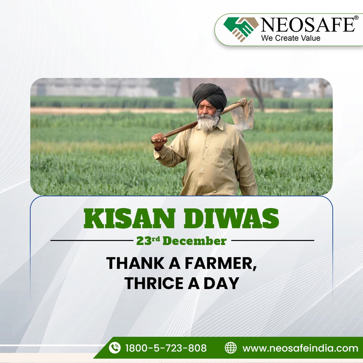 NeosafeChemical's tweet photo. 🌿 Let’s sow respect, grow gratitude, and harvest appreciation for our farmers this Kisan Diwas! 🌾🚜 A big salute to the real heroes of India! 💚
.
.
#Neosafe #NeosafeChemicals #NeosafeIndia #Agriculture #Agro #Farming #KisanDiwas2024 #SaluteToFarmers #KisanDiwas #FarmersDay https://t.co/w5baUIYjjr