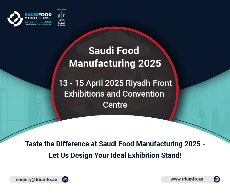 🌟🥗 Make your brand the Saudi Food Manufacturing 2025 star with a custom-built exhibition stand designed to inspire and engage!

📞 Let’s bring your brand to life at Saudi Food Manufacturing 2025. Start planning today!

Visit: triumfo.ae/saudi-food-man…

#saudifoodmanufacturing2025