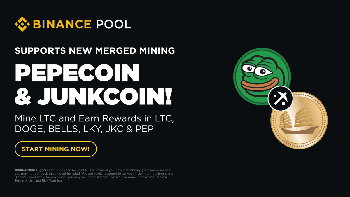 🚨 HUGE NEWS, Junkies!⛵️🗑️

<a href="/Binance/">Binance</a> has officially added $JKC to its merge-mining pool!

Mine $LTC and earn rewards in $DOGE, $BELLS, $LKY, and now $PEP and $JKC.

The trash fire just got a major boost!🔥

(link to the article in follow-up tweet)