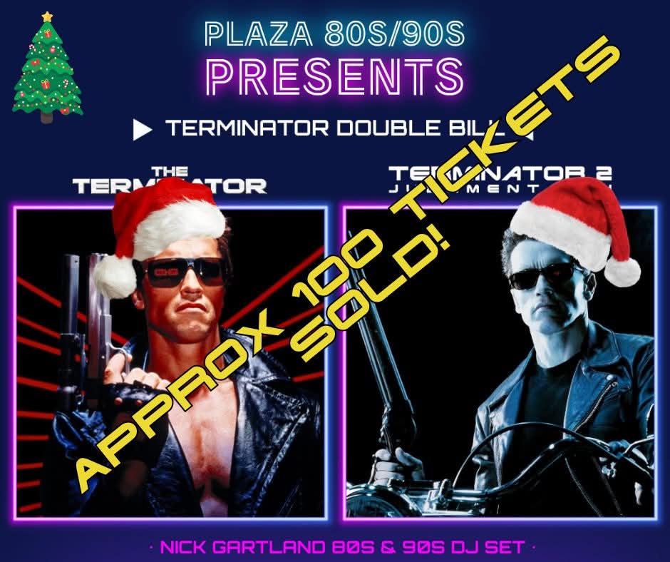 PlazaCinema's tweet photo. Looking for that last minute Christmas shopping gift? 🎅

Why not buy someone a ticket for our Plaza 80s/90s Presents Terminator Double Bill on Saturday 1st February.🎄

An ideal stocking filler! 🎟

Link to buy >> https://t.co/M5rCT4XrU6 https://t.co/KqaJOTuKQc