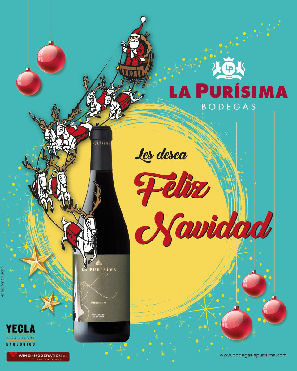 ✨🍷 Estas Navidades, brindemos juntos por momentos inolvidables. Desde Bodegas La Purísima, te deseamos unas fiestas llenas de amor y alegría. ¡Salud! 🎄❤️