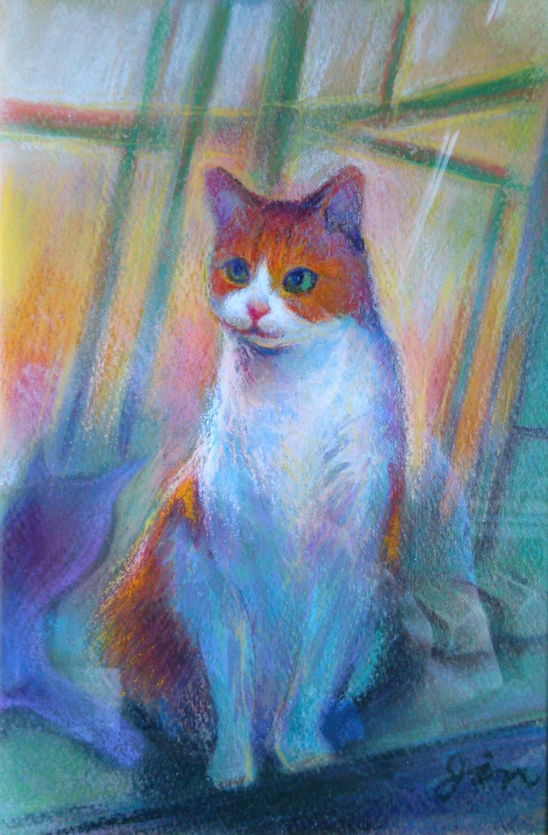 パステル「猫」