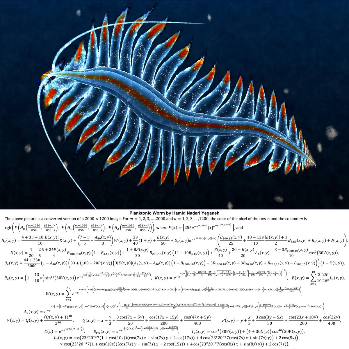 I drew this planktonic worm with mathematical equations.