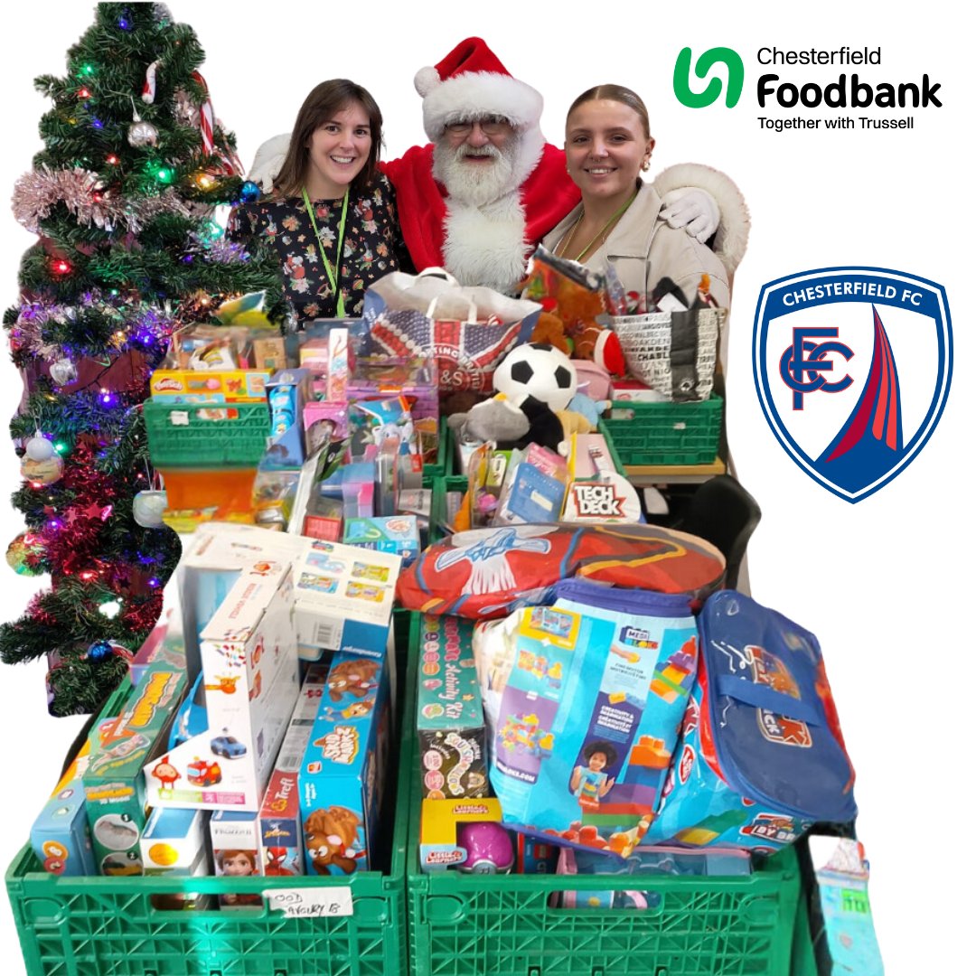 Massive thanks to <a href="/ChesterfieldFC/">Chesterfield FC</a> for the amazing donations of presents which we gave out to families in need on Friday at Loundsley Green Foodbank Centre, with Santa's help! Thanks to all involved! 💚💙💚