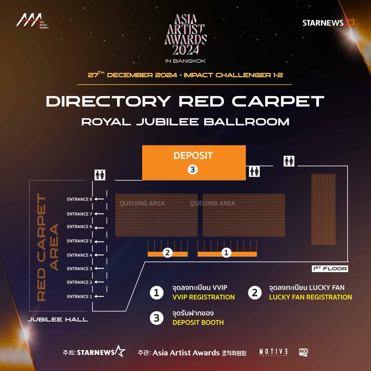 pitchdbxk's tweet photo. สำหรับคนที่จะเข้าพรมแดงนะคะ เผื่อใครยังไม่เคยมาอิมแพคน้าาา ตัว royal jubille จะอยู่ซ้ายมือของประตูออโต้ที่อยู่หน้า black canyon นะคะ ส่วนจุดต่างๆ ที่ทางผจลงเค้าลองลงให้ตามในรูปนะ

#AsiaArtistAwards #AAA2024inBKK https://t.co/7Bqk07gVeV