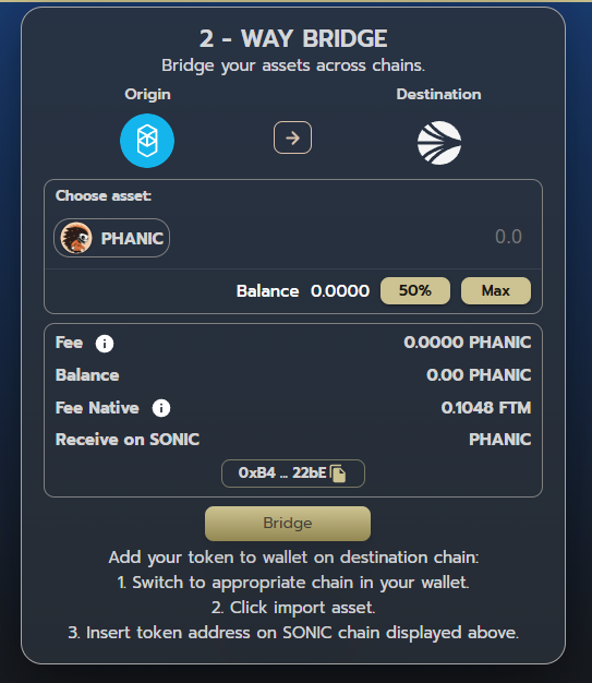 Bridge is LIVE for <a href="/coinphanic/">phanic.io</a> 👆
Who's next? <a href="/SonicLabs/">Sonic Labs</a> <a href="/AndreCronjeTech/">Andre Cronje</a> <a href="/BasedDEFI/">Based Labs</a>