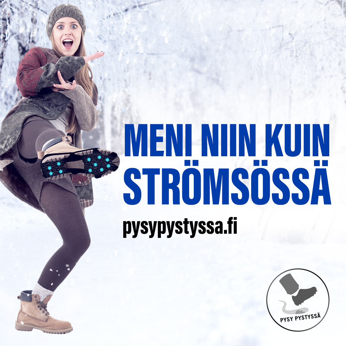 kotitapaturma's tweet image. Pysy pystyssä -kampanja muistuttaa, että kun ennakoi ja varautuu, talven liikkumiset sujuvat kuin Strömsössä. Tee suosittu Pysy pystyssä -testi: kotitapaturma.fi/pysy-pystyssa/… Yhteystietonsa jättäneiden kesken arvotaan yhdet vapaavalintaiset nastakengät sekä 10 paria liukuesteitä.