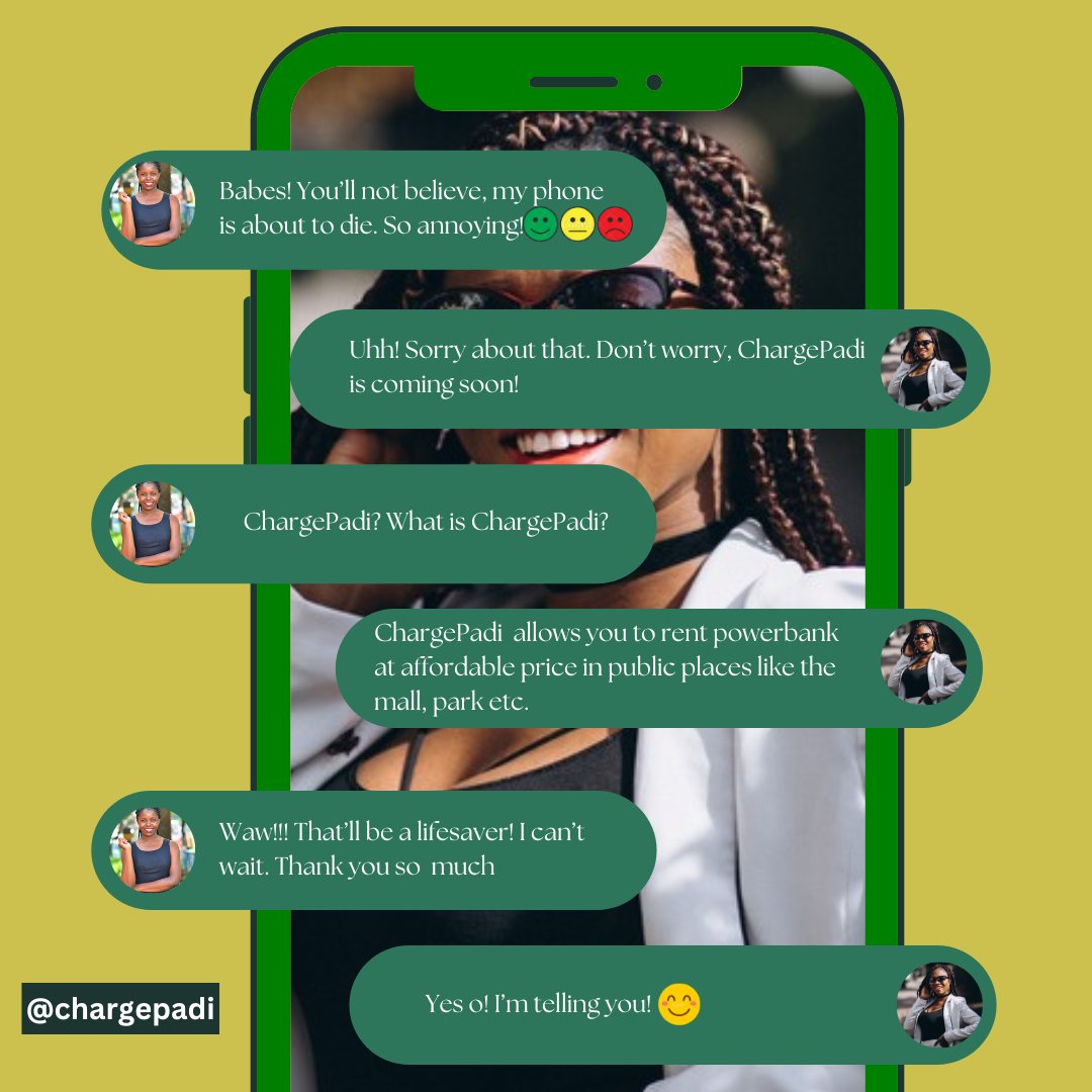 ChargePadi's tweet photo. We've all had this conversation before, right? 

We are coming soon to save you from low battery struggles! 🔋✨ Get ready to experience portable power like never before. 

Stay tuned for ChargePadi’s launch!

#ChargePadiComingSoon #StayPowered #oreDeadPhones #PortablePower https://t.co/en4u3O7zcA
