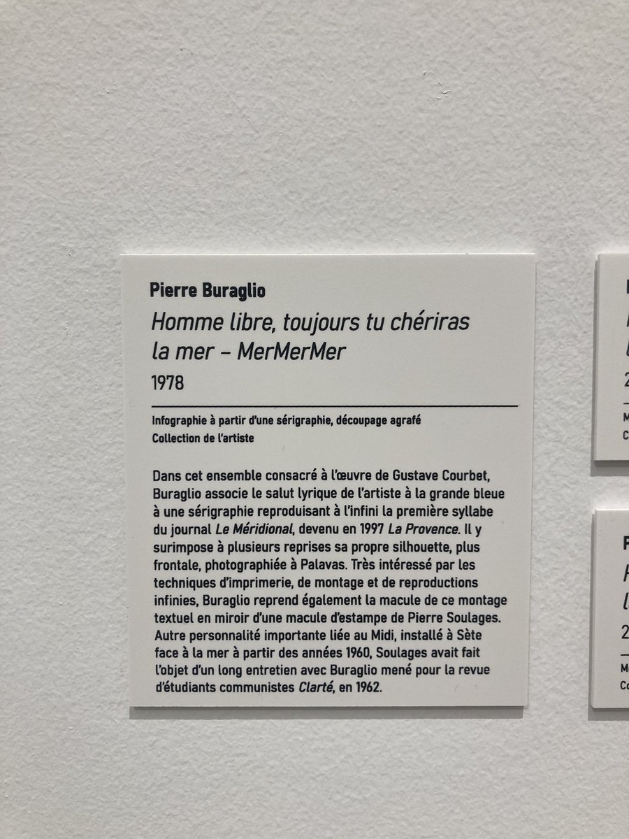 BbFrites's tweet photo. En 1857, trois ans après la toile de Courbet - « Le Bord de mer à Palavas » - Baudelaire publie ce vers : « Homme libre, toujours tu chériras la mer ».

L’artiste Pierre Buraglio réunit les deux. 

Jusqu’au 2 mars. @museefabre https://t.co/2iHLRrpPPu