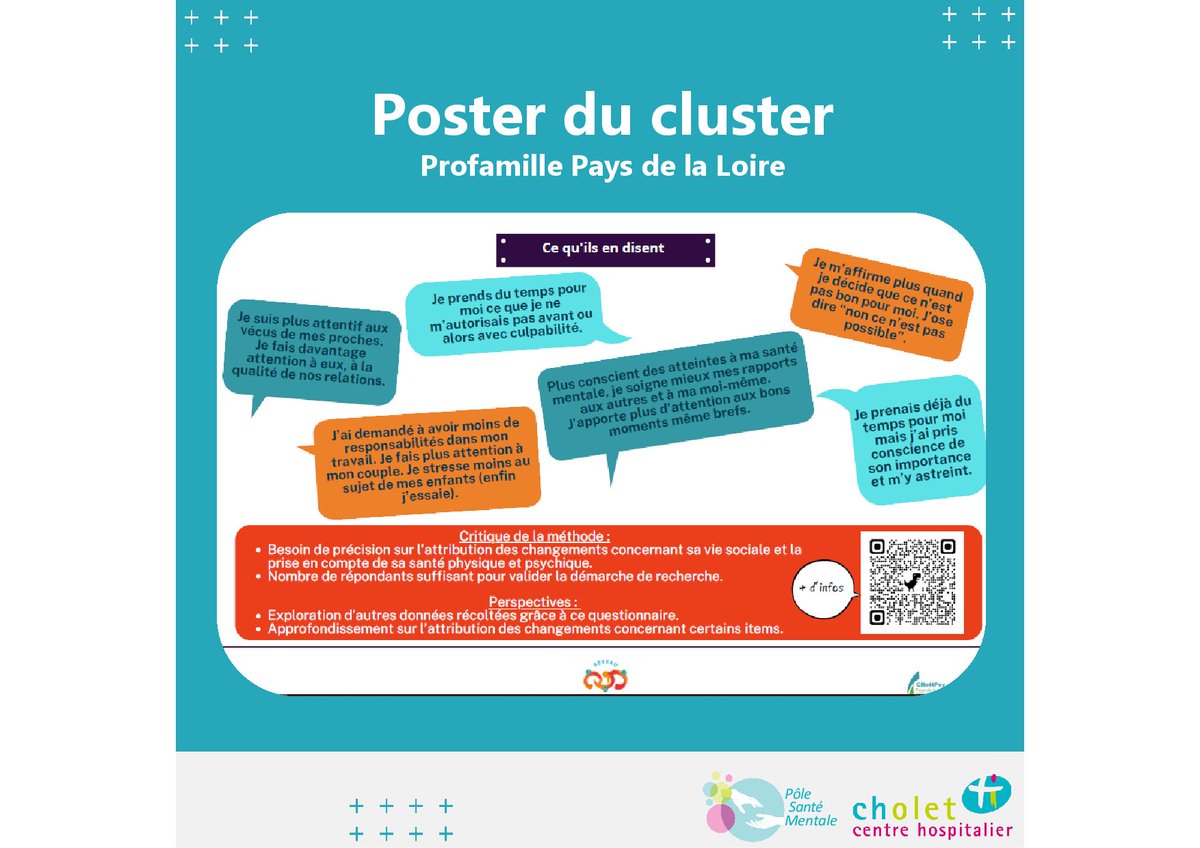 Centre Hospitalier de Cholet (@ch_cholet) on Twitter photo En novembre dernier, 3 professionnelles du pôle Santé mentale ont assisté au congrès Profamille à Paris. Elles ont présenté avec leurs collègues du cluster Profamille Pays de la Loire un poster indiquant les répercussions du programme sur le quotidien des participants.
<a href="/ars_pdl/">ARS Pays de la Loire</a> En novembre dernier, 3 professionnelles du pôle Santé mentale ont assisté au congrès Profamille à Paris. Elles ont présenté avec leurs collègues du cluster Profamille Pays de la Loire un poster indiquant les répercussions du programme sur le quotidien des participants.
<a href="/ars_pdl/">ARS Pays de la Loire</a>