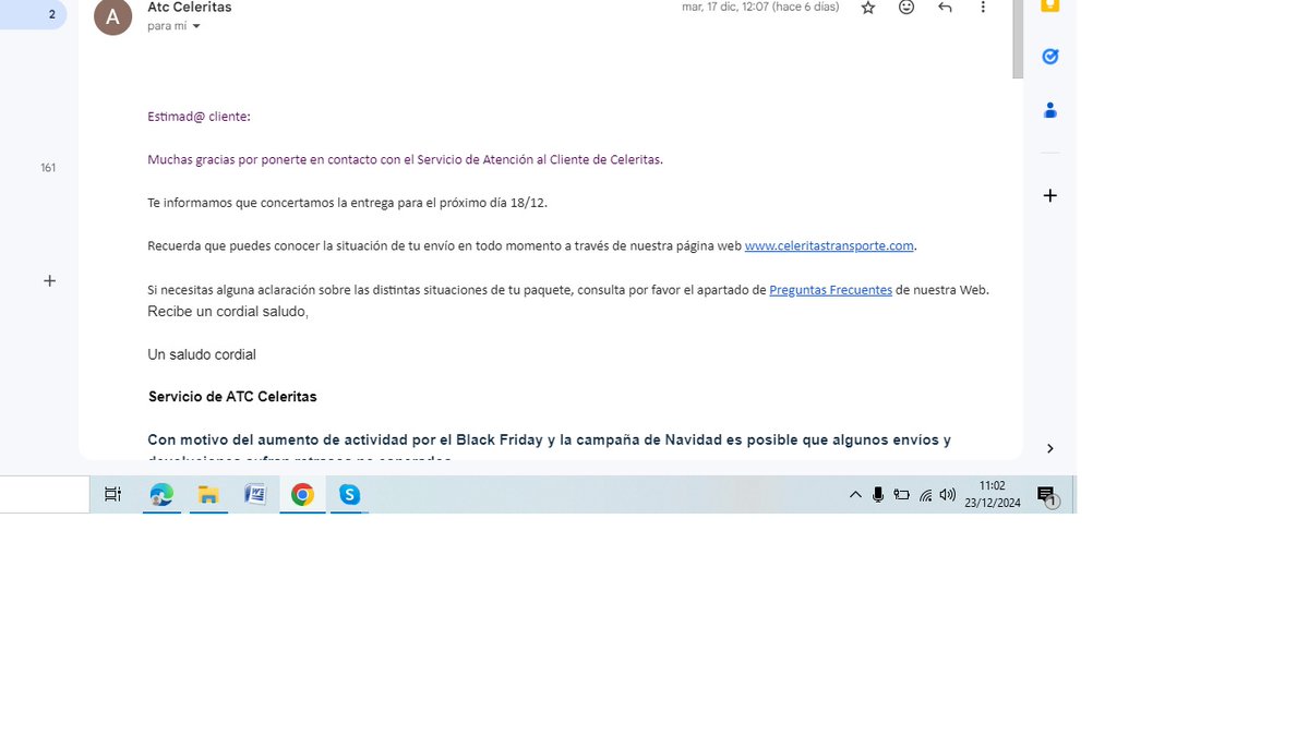 dp_gdp's tweet photo. Procedimiento de @ATC_Celeritas para no decirte que ha perdido tu paquete? Así: 👇 https://t.co/F92Ipxagxh