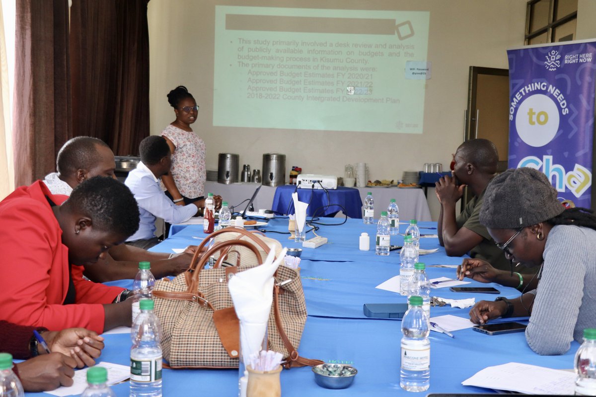 NAYAKenya's tweet photo. Under the Kenya Right Here Right Now platform, we conducted a 3-year budget trend analysis (FY 2021/22, 2022/23, 2023/24) for Nairobi, Mombasa, and Kisumu counties.

Today, we presented the findings to Kisumu's health budget committee for discussion before proceeding to the health executive committee as a Position Paper.