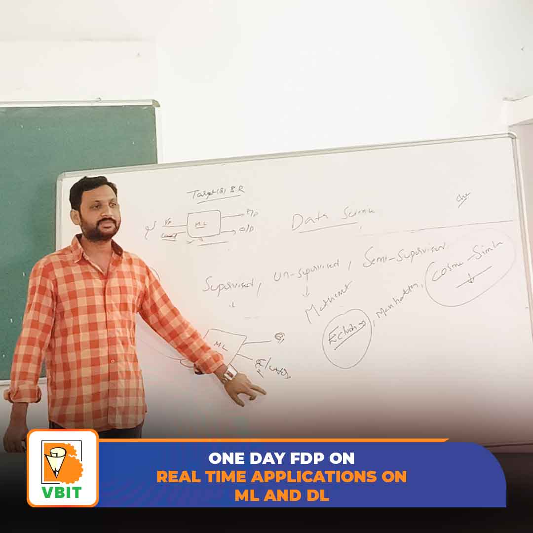 VBITHYD's tweet photo. One-Day #FDP on Real-Time Applications of #ML &amp; #DL.
The Department of AI &amp; ML at #VBIT successfully organized a #FacultyDevelopmentProgram on #RealTimeApplications of #MachineLearning &amp; #DeepLearning on 21st Dec 2024.

#VBIT #FDP2024 #AIandML #TechEducation #InnovationInLearning https://t.co/lyjGWcXIgW