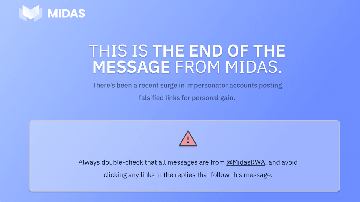 MidasRWA's tweet photo. ❗️Disclaimer: Midas-issued tokens are not available to US &amp; UK persons and entities, or those from sanctioned jurisdictions. Past performance is no indicator of future returns. https://t.co/KroGauVUGi