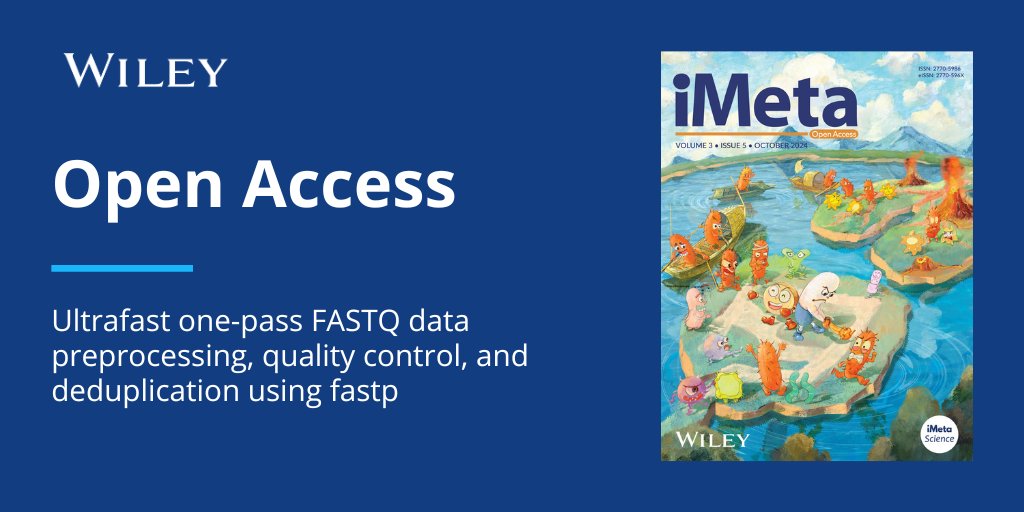 WileyLifeSci's tweet photo. Discover the ultrafast capabilities of fastp for FASTQ data preprocessing!

Learn how this tool enhances quality control and deduplication, making sequencing data analysis faster and more efficient.

Read in @imetascience 🔗 https://t.co/vQrL5PtoKX https://t.co/JGeYmNbLRT