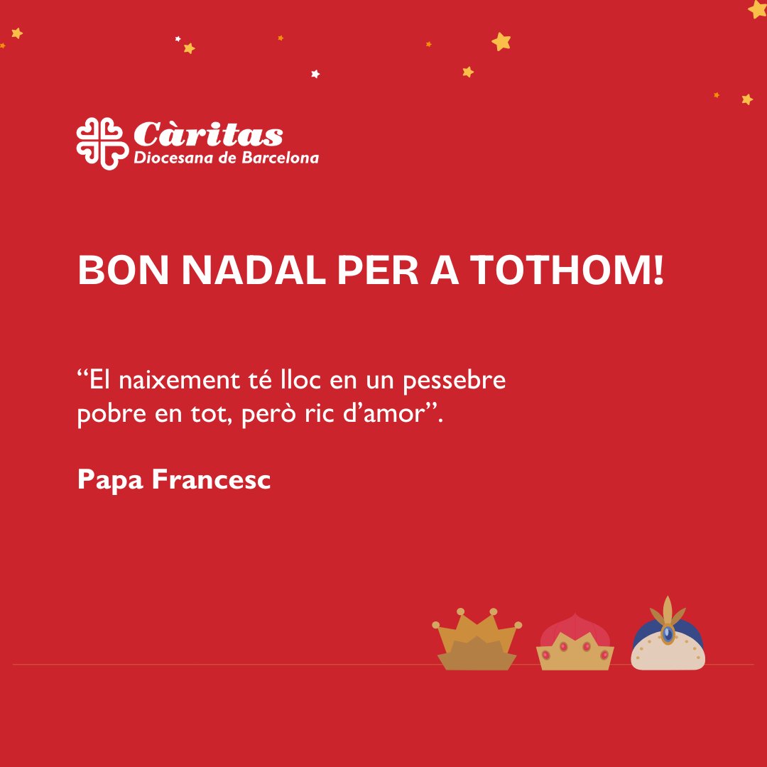 caritasbcn's tweet photo. Bon Nadal!🎄💫❤ GRÀCIES per ajudar-nos a obrir camins d'esperança a les persones que més ho necessiten.

#NadalDigne #LlarDigna https://t.co/1xzEYfN5ry