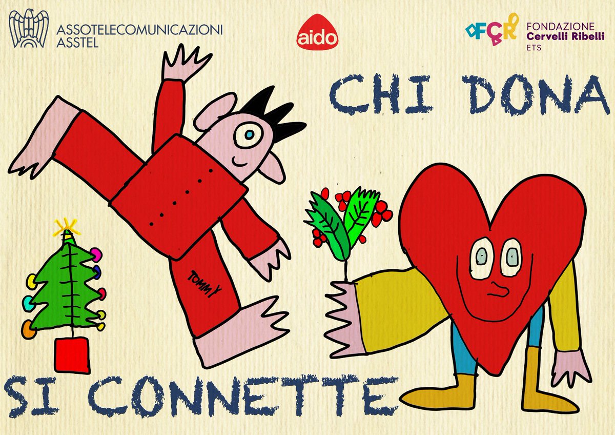 🎄 Auguri di #BuoneFeste con un cuore solidale 🎄
Anche quest'anno, #Asstel rinnova il suo impegno a fianco di #AIDO per promuovere la cultura del dono. 💖 
In collaborazione con Fondazione #CervelliRibelli, i nostri auguri diventano un messaggio di solidarietà e generosità. ✨