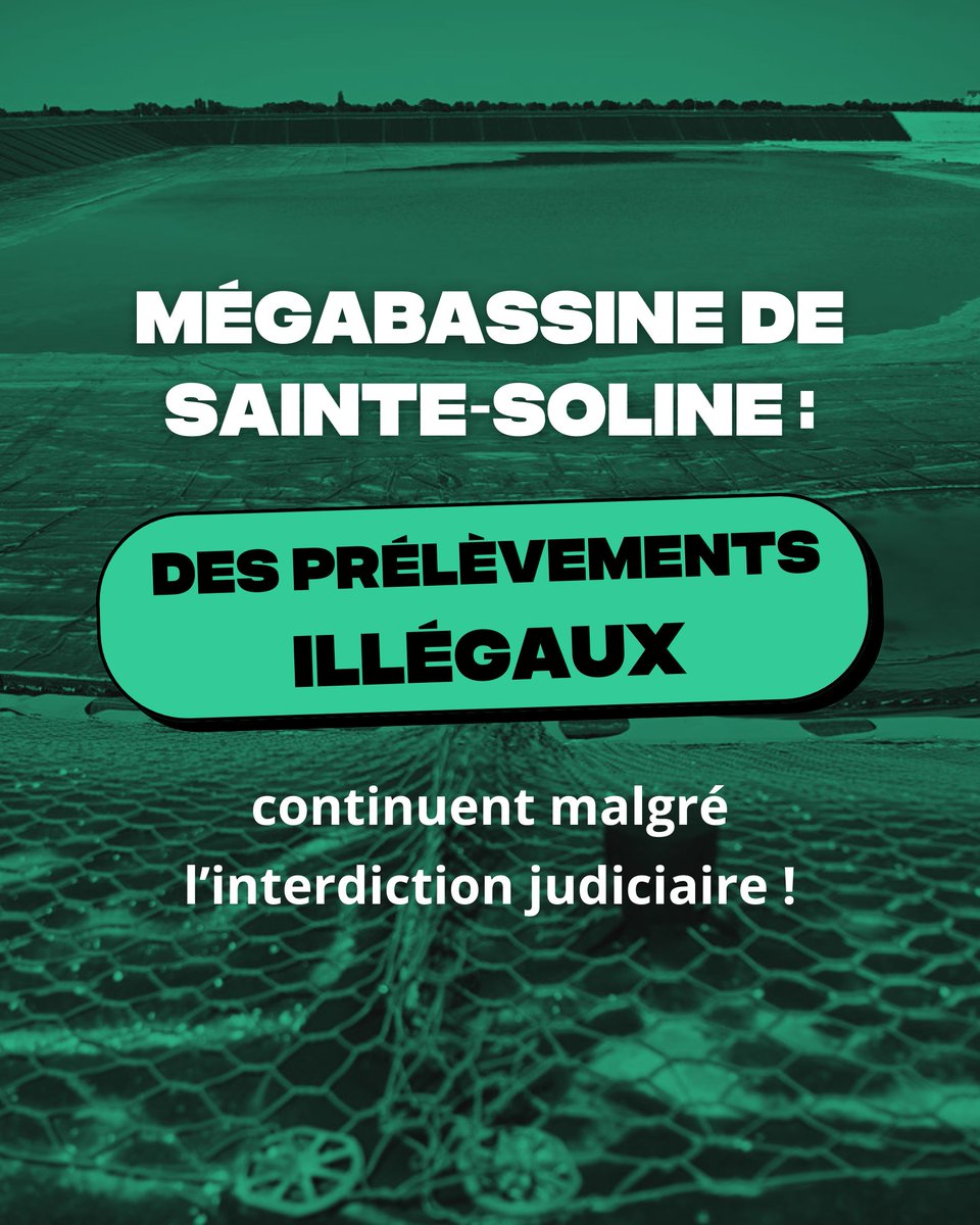 ❌ Malgré une interdiction judiciaire prononcée le 18 décembre, plus de 10 000 m³ d’eau sont encore prélevés chaque jour pour alimenter la mégabassine de Sainte-Soline !

👉 Lire l'aticle : urlz.fr/tuWq