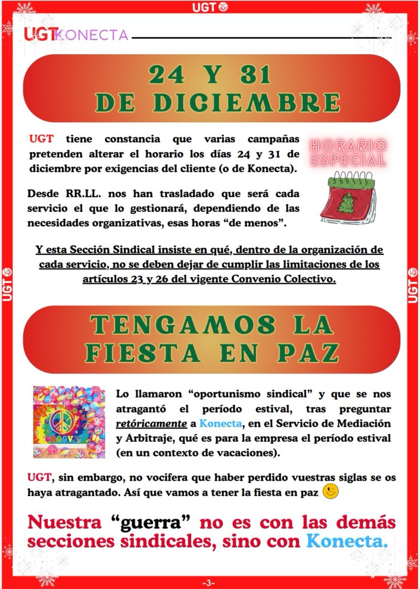 ugtkonectabto's tweet photo. BOLETÍN UGT KONECTA TODAY
DICIEMBRE'24
#UGT #konecta #diciembre #Boletin #KONECTATODAY
🔹VAMOS AL TURRÓN CON LA PREVENCIÓN
🔹TELETRABAJO EN NAVIDAD
🔹KAOS EN DIDACTIK
🔹24 Y 31 DE DICIEMBRE
🔹TENGAMOS LA FIESTA EN PAZ
🔹FELICES FIESTAS, ¡VAMOS A POR EL CAMBIO! https://t.co/8UFpOOMb1M