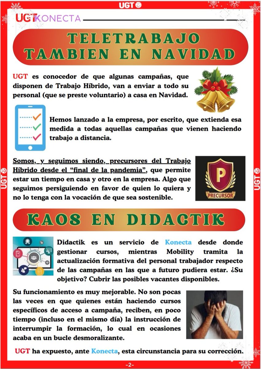 ugtkonectabto's tweet photo. BOLETÍN UGT KONECTA TODAY
DICIEMBRE'24
#UGT #konecta #diciembre #Boletin #KONECTATODAY
🔹VAMOS AL TURRÓN CON LA PREVENCIÓN
🔹TELETRABAJO EN NAVIDAD
🔹KAOS EN DIDACTIK
🔹24 Y 31 DE DICIEMBRE
🔹TENGAMOS LA FIESTA EN PAZ
🔹FELICES FIESTAS, ¡VAMOS A POR EL CAMBIO! https://t.co/8UFpOOMb1M