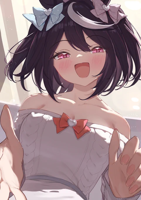 「えへへ、ひざまくらのお加減どうですか? 痛いところとかないですかっ?」#キタサンブラック #ウマ娘プリティーダービー 