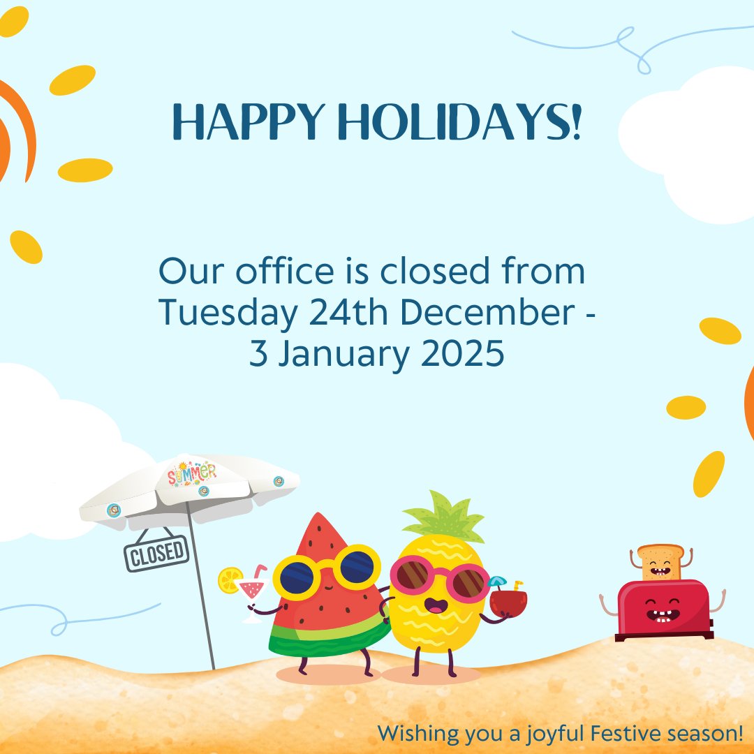 Happy Holidays 🎄 
Just so you know, our office is closed from 24 December to 3 January 2025. 

Wishing you a joyful festive season and we’ll see you in the new year ✨